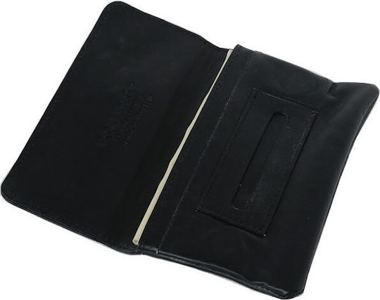 Tou Pappou Lederne Tabaktasche in Schwarz mit magnetischem Verschluss 15x9cm