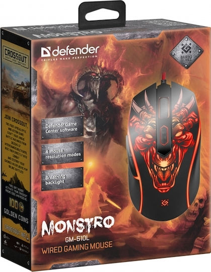 Defender Monstro GM-510L RGB Gaming Ποντίκι 3200 DPI Μαύρο