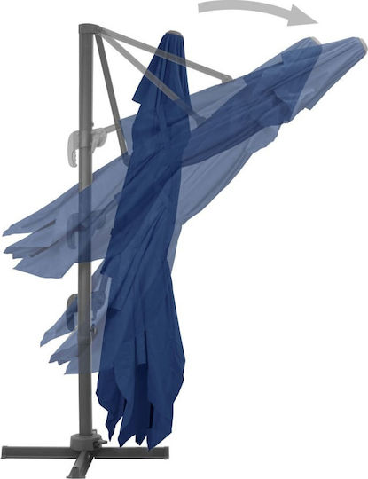 Hanging Square Aluminum Blue Garden & Terrace Parasol 4x3m