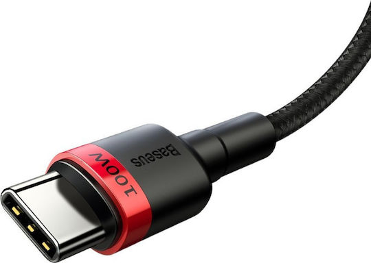 Baseus Cafule Плетен USB 2.0 Кабел USB-C Мъжки - USB-C 100W PD Червен 2m CATKLF-AL91