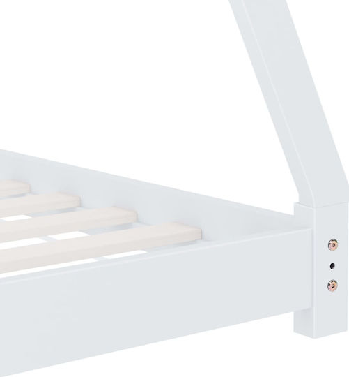 Παιδικό Κρεβάτι Montessori Μονό Λευκό για Στρώμα 80x160cm