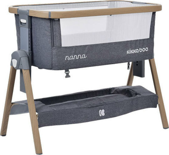 Kikka Boo Cradle Nanna with Mattress, Side Opening, and Wheels Dark Grey 31003020031