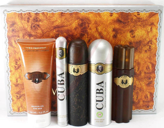 Cuba Must Have Gold Eau de Toilette 100ml & Gold Eau de Men's Set with Eau de Toilette 5pcs