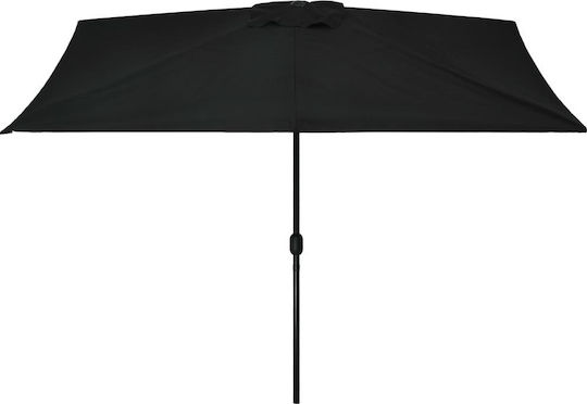 Quadratischer Metallischer Schwarz Garten- und Terrassen-Sonnenschirm 3x2m