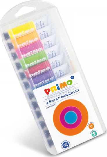 Primo Τέμπερες Ζωγραφικής Fluo Metallic σε Σωληνάριο 12ml 12τμχ