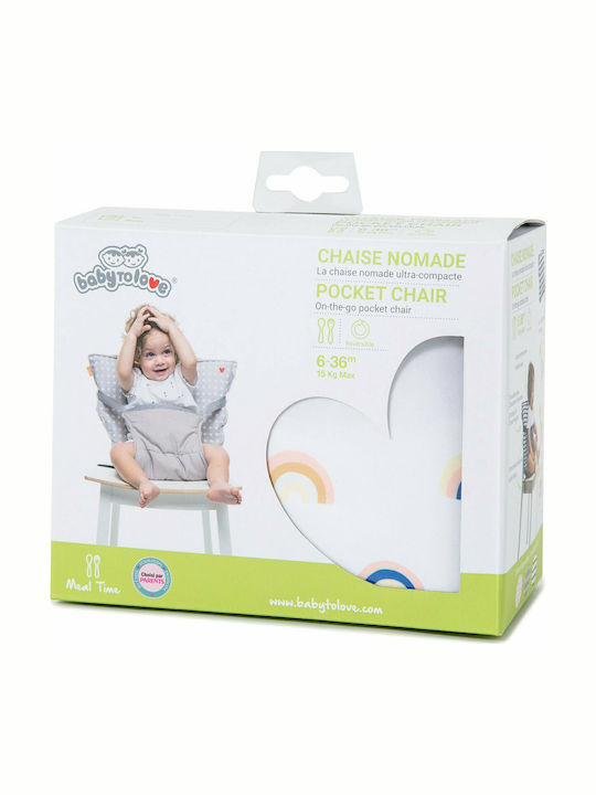 Baby to Love Portable Fabric Booster Seat for Chair Pocket Chair On The Go Rainbow