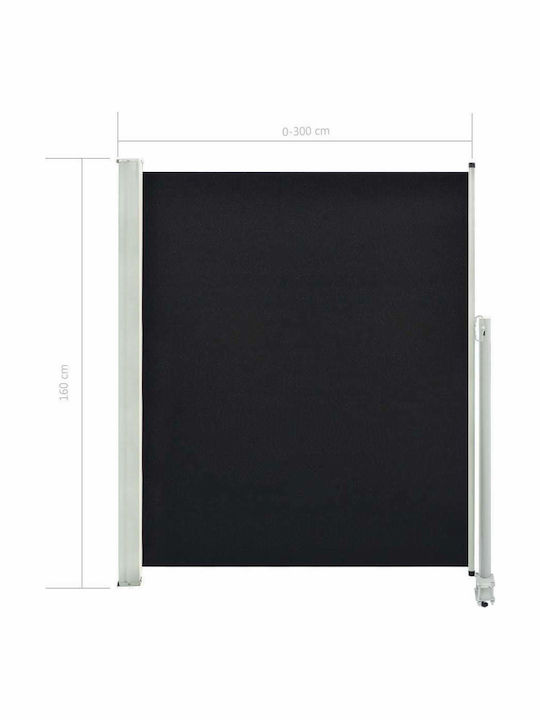 vidaXL Garden Sideway Sunshade Roller Black 1.6x3cm
