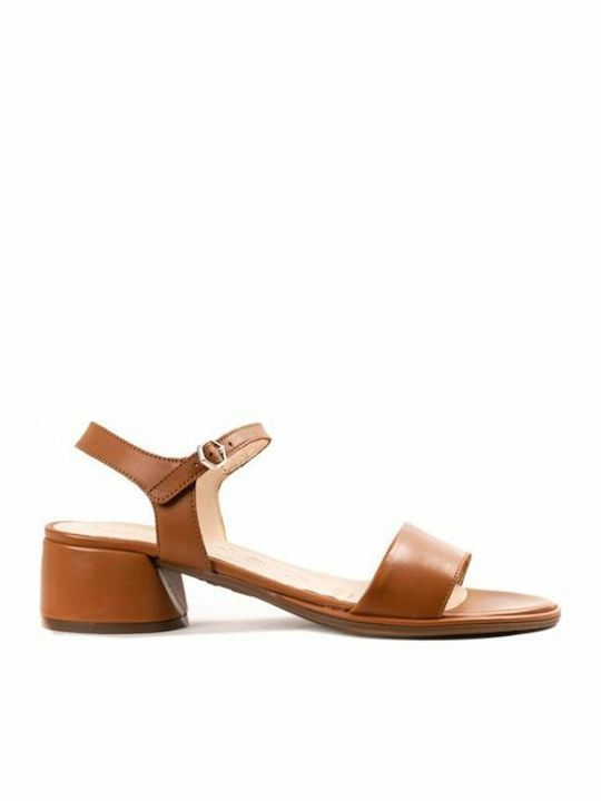 Wonders Leather Women's Sandals In Tabac Brown Colour