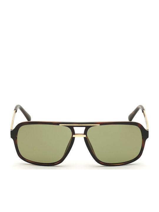 Guess Men's Sunglasses with Brown Tartaruga Frame and Green Lens GU6955 52N