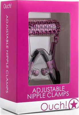 Shots Ouch Adjustable Nipple Clamps Cleme pentru Sfârcuri în Culoarea Roz OU077PNK