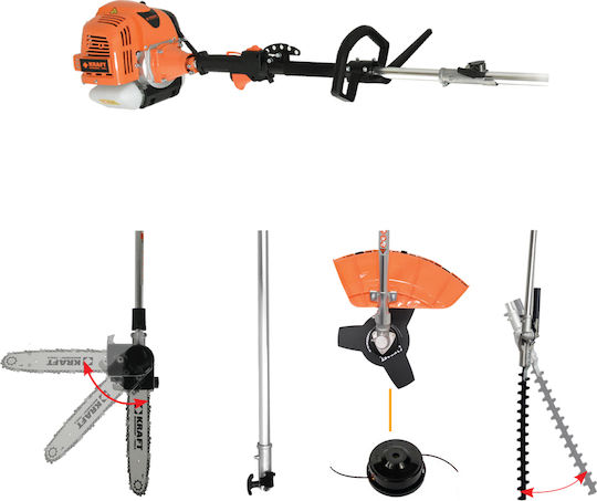 Kraft 691074 Gasoline Garden Multi Tool 4 in 1 Pole Saw Lawnmower Hedge Trimmer Attachment Extension