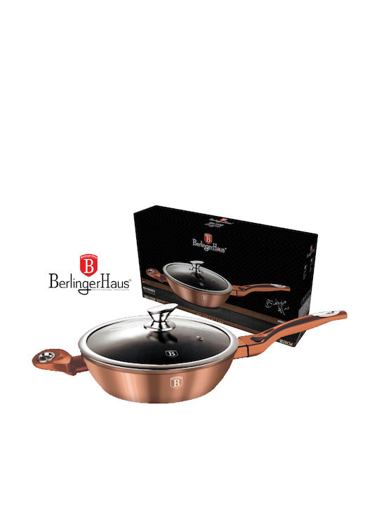 Berlinger Haus Metallic Line Pan With Lid made of Aluminum with Stone Coating Rose Gold Collection 28cm