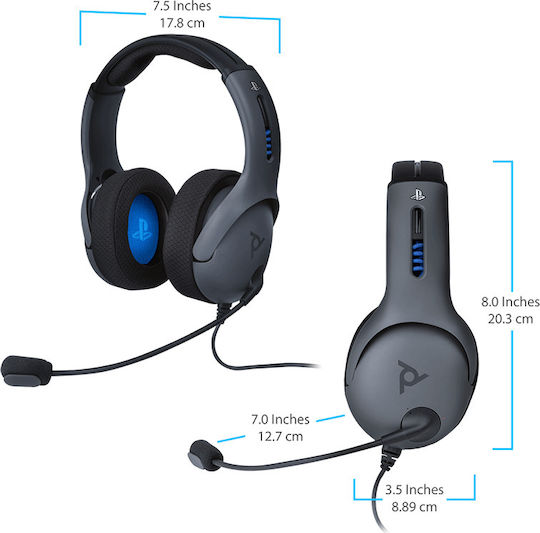 PDP LVL50 PS4 Over Ear Gaming Headset με σύνδεση 3.5mm Γκρι for PS4