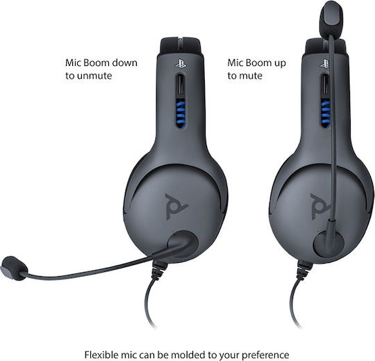PDP LVL50 PS4 Over Ear Gaming Headset με σύνδεση 3.5mm Γκρι for PS4