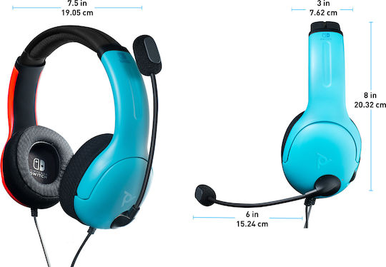 PDP LVL40 Switch On Ear Gaming Headset με σύνδεση 3.5mm Blue / Red for Nintendo Switch