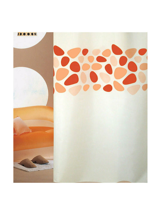 San Lorentzo Pebbles Fabric Shower Curtain 240x200cm Orange 1948 ORA