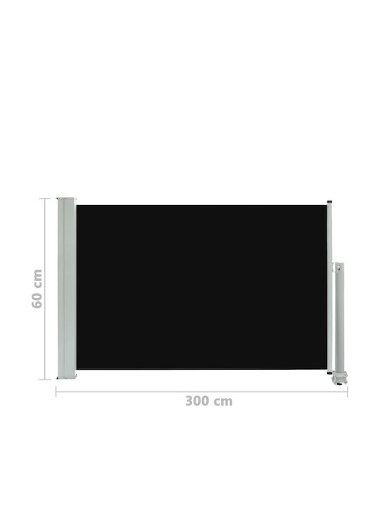 vidaXL Πλαϊνό Ρολό Σκίασης Κήπου Μαύρο 0.6x3m