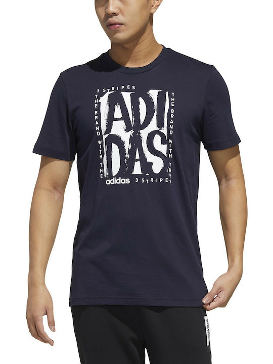 Adidas Ανδρικό T-shirt Navy Μπλε με Λογότυπο