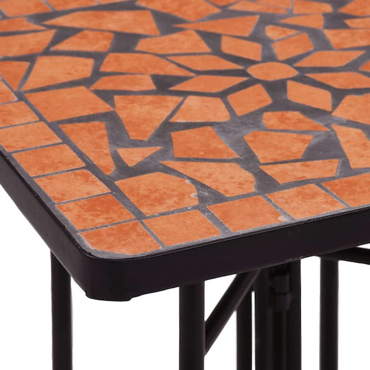 Auxiliary Outdoor Free Standing Table with Ceramic Surface and Metal Frame Orange 35x35x56cm