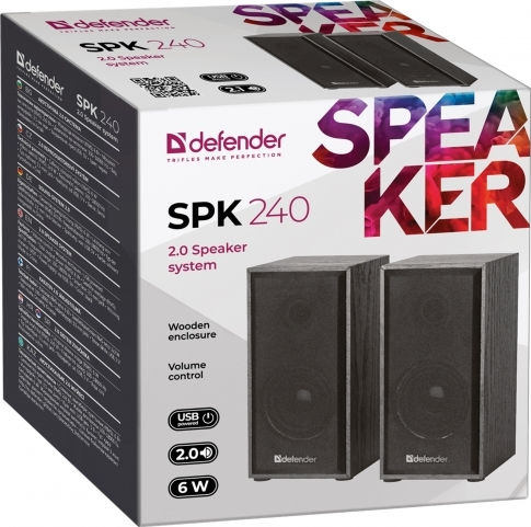 Defender SPK-240 Компютърни тонколони 2.0 с мощност 6W в Черен цвят