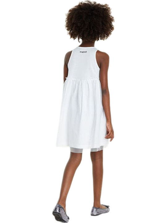 Kinderkleid Ärmellos Tüll Weiß