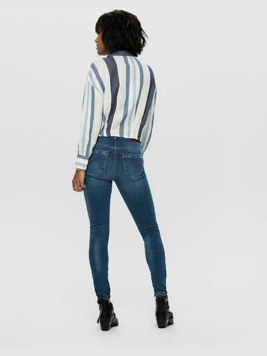 Only High Waist Women's Jean Trousers with Rips in Skinny Fit