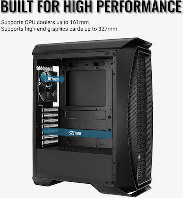 Aerocool Aero One Gaming Midi Tower Κουτί Υπολογιστή με Πλαϊνό Παράθυρο και RGB Φωτισμό Μαύρο