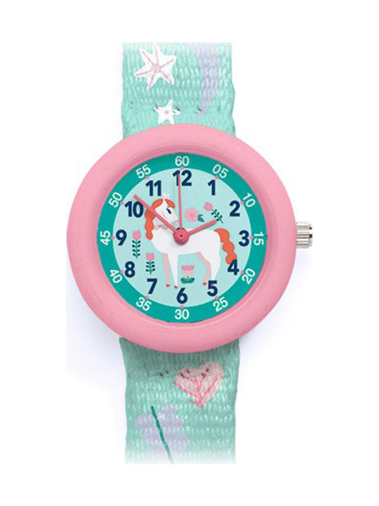 Djeco Kids Analog Watch with Fabric Strap Turquoise