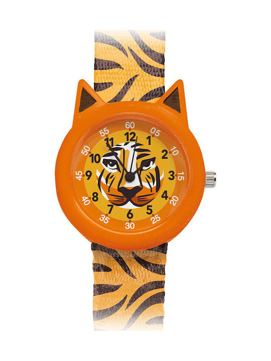 Djeco Kids Analog Watch with Fabric Strap Orange