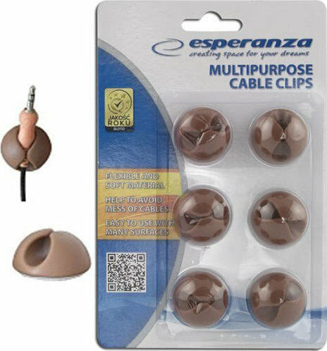 Esperanza EBA101N Cable Clips 6pcs Brown