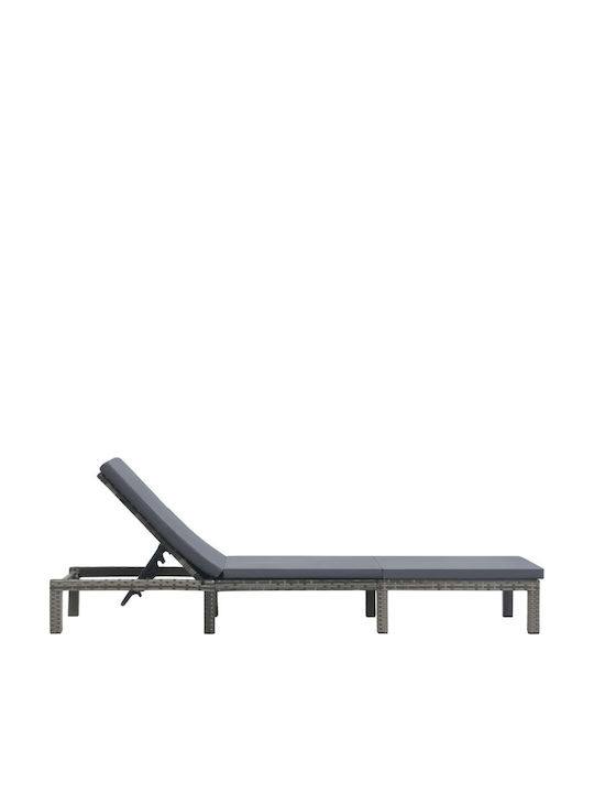 Deckchair Rattan with Cushion Gray 196x60x22cm. Deckchair Rattan with Cushion Gray 196x60x22cm.