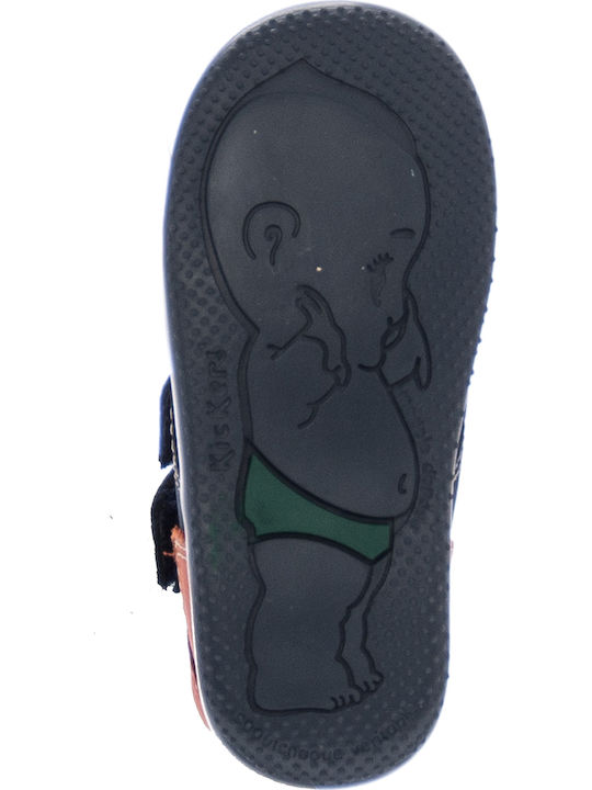 Lederne Kinderstiefeletten mit Klettverschluss Marineblau