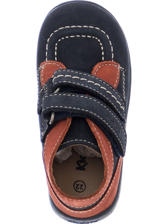 Lederne Kinderstiefeletten mit Klettverschluss Marineblau