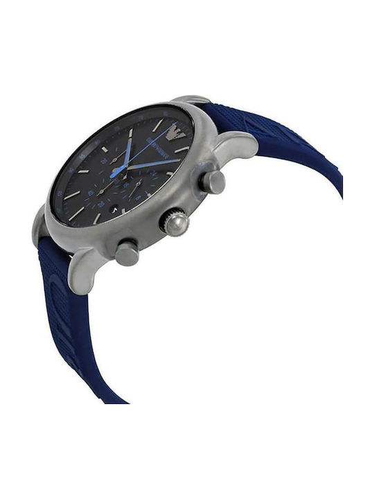 Luigi Ανδρικό Ρολόι 46mm Χρονογράφος Μπαταρίας με Μπλε Καουτσούκ Λουράκι