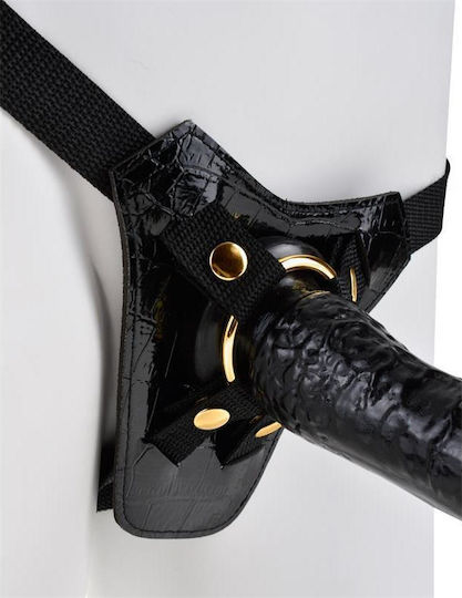 Pipedream Fetish Fantasy Gold - Designer Strap-On Harness με Dildo 18cm σε Μαύρο Χρώμα