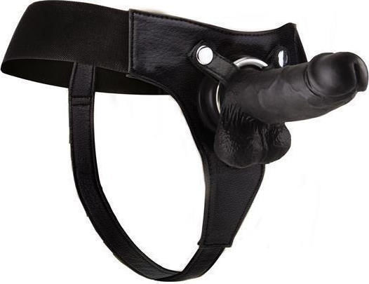 Shots OUCH Realistic Strap-On Harness με Dildo 20cm σε Μαύρο Χρώμα