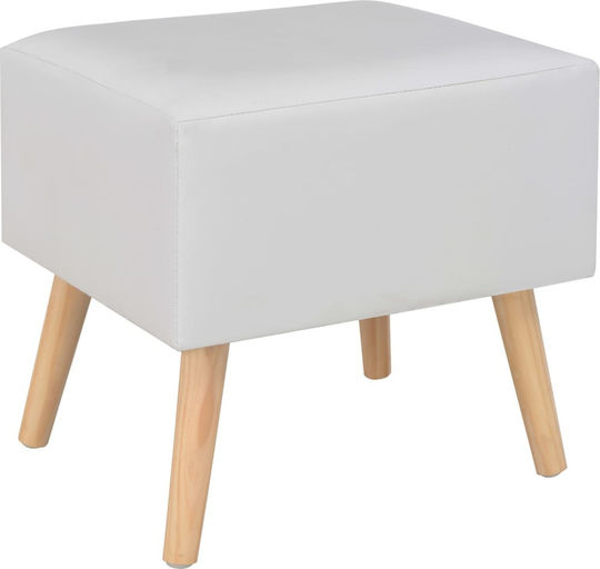 Bedside Table with Artificial Leather White 40x35x40cm