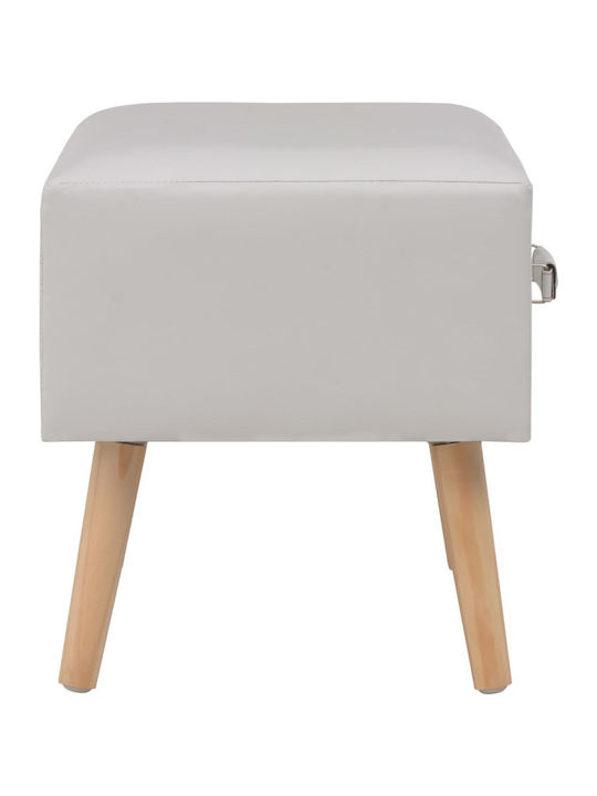 Noptieră cu Piele Ecologică Alb 40x35x40cm