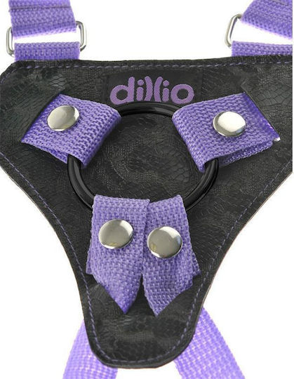 Pipedream Dillio Strap-On Suspender Harness Set Gurtzeug mit Dildo 18cm in Lila Farbe