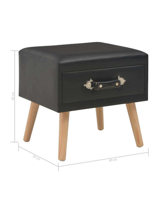 Bedside Table with Artificial Leather Μαύρο 40x35x40cm
