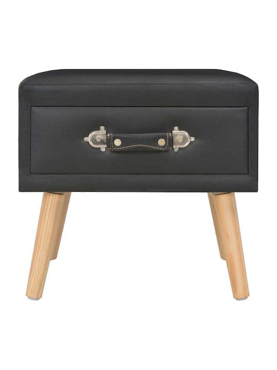 Bedside Table with Artificial Leather Μαύρο 40x35x40cm