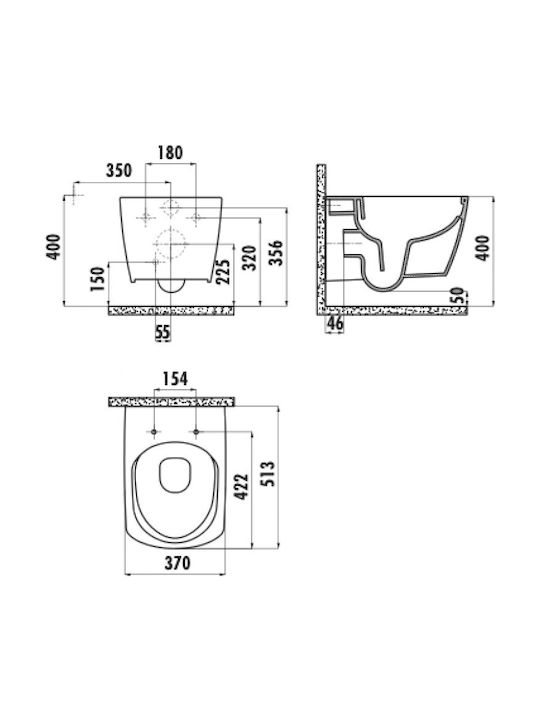 Creavit Elegant Bidet Suspendata 37x51cm