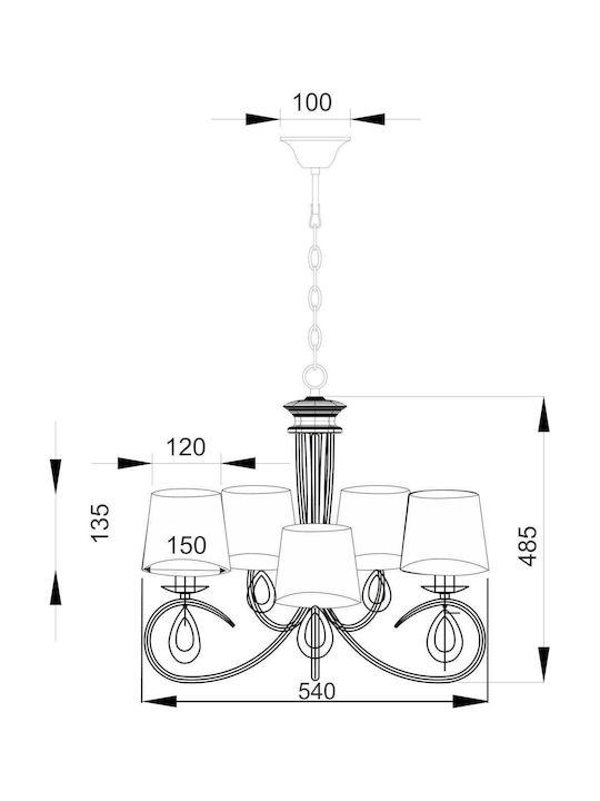 Aca Candelabru 5xE14 Alb TNK81490CR5P