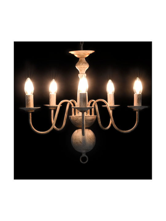vidaXL Candelabru 5xE14 cu Lumânări Bej 281614