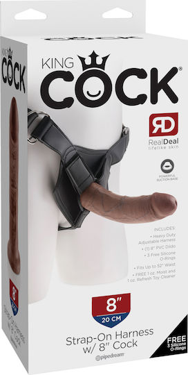 Pipedream King Cock Strap-on Harness Gurtzeug mit Dildo 20cm in Braun Farbe