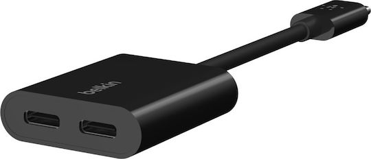 Belkin Μετατροπέας USB-C male σε USB-C 2x female 1τμχ F7U081BTBLK