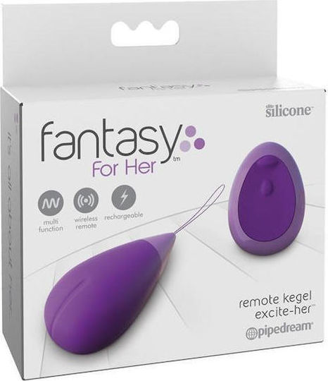 Pipedream Fantasy For Her Remote Kegel Excite-Her Mini Δονητής Egg με Απομακρυσμένο Έλεγχο 6cm Μωβ