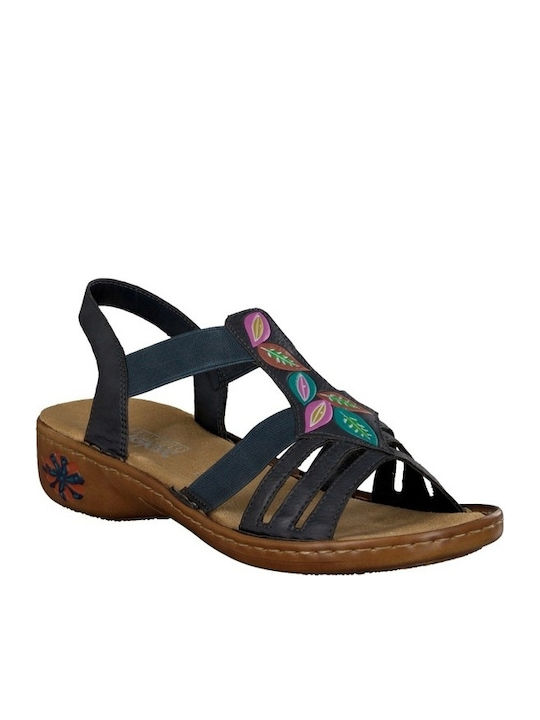 Rieker Women's Flat Sandals Anatomic in Navy Blue Color