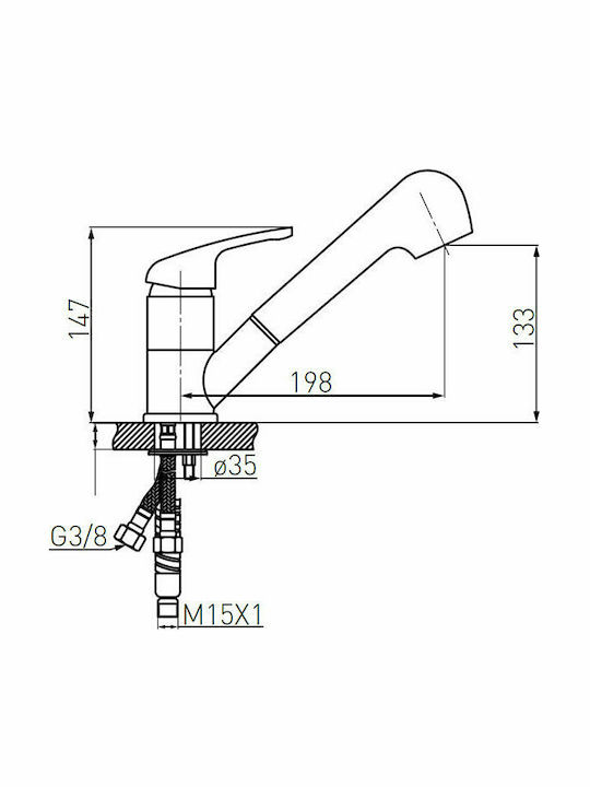 Ferro Freya Kitchen Faucet Counter with Shower Granite Black