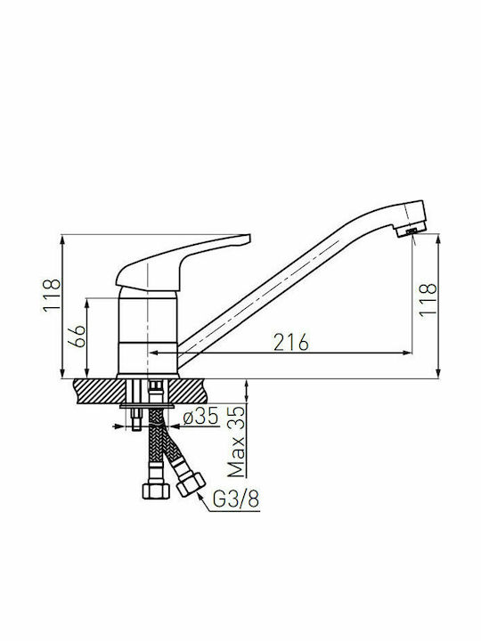 Ferro Freya Kitchen Faucet Counter Graphite Black